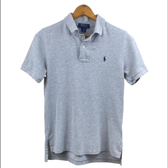 POLO Ralph Lauren Classic Cotton Mesh Polo Shirt Pony SS Heather Grey M 10-12 - Picture 2 of 15